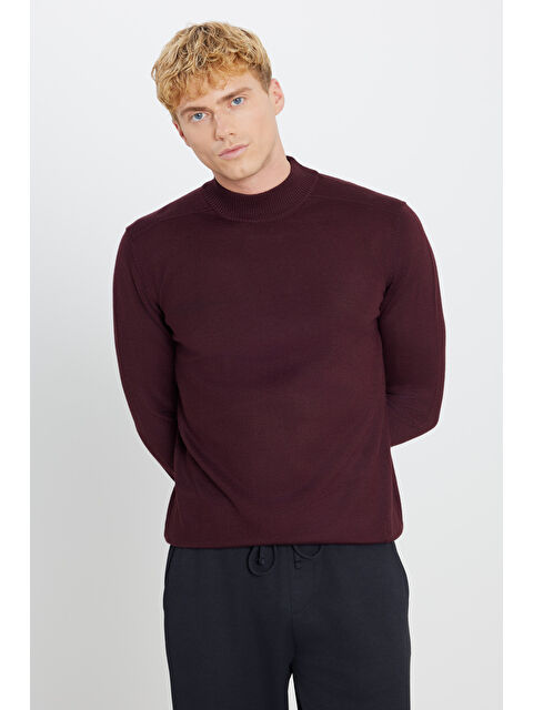 AC&Co / Altınyıldız Classics Erkek Bordo Balıkçı Yaka Triko Kazak - S000512341-19951