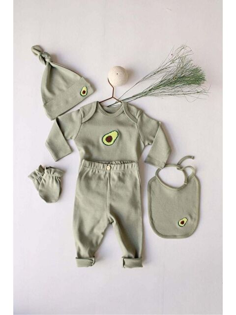 Oh La La Koala For Little Ones Avokado Nakışlı 5li Uzun Kollu Yenidoğan Set