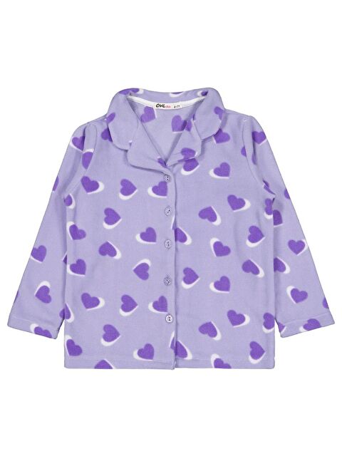 Civil Girls Kalp Desenli 6-9 Yaş Pijama Takımı - Lila 9-10 Yaş - S000484218-17878