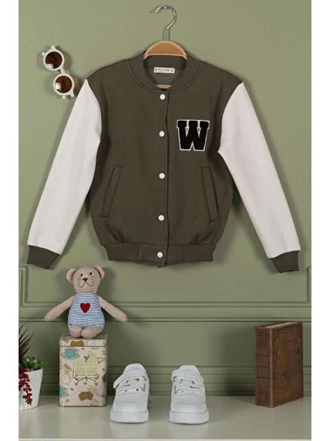 For You Kids Nakışlı Haki Kız Çocuk Kolej Ceket - S000153521-18547