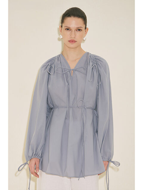 Manuka Bağlama Detaylı Tunik Mavi - S000529558-17234