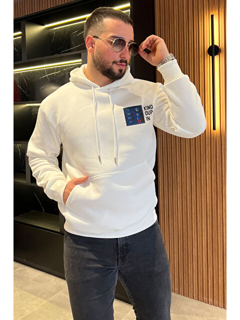 Mishar İtalia Baskılı Üç İplik Şardonlu  Kapüşonlu Erkek Hoodie - S000326494-20063