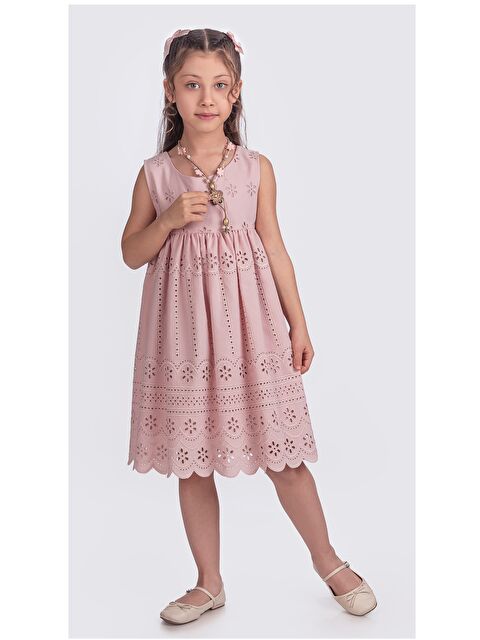 Pina Kids Kız Çocuk Kolsuz Gupürlü Kolyeli Elbise ELB.2643 - S000346310-20024