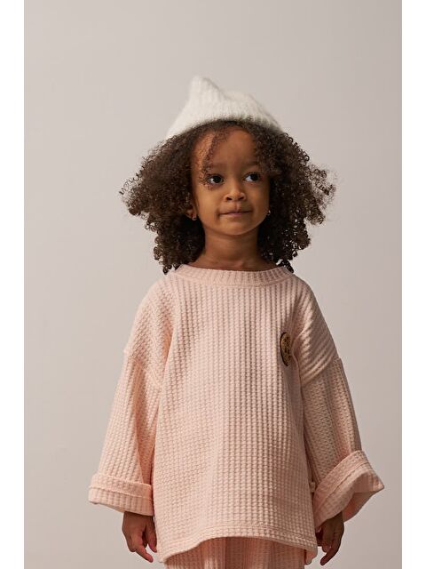 Oh La La Koala For Little Ones Pudra Cookie Nakışlı Salaş Kız Çocuk Kazak