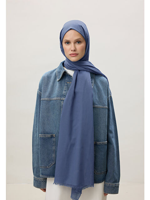 Fresh Scarfs İnce Pamuk Vual Şal Jean Mavi - S000420394-1342