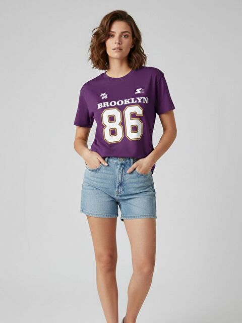 Trendseninle Kadın Mor Brooklyn 86 Baskılı Tişört - S000515611-20042