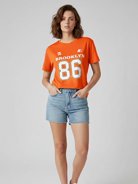 Trendseninle Kadın Turuncu Brooklyn 86 Baskılı Tişört - S000515611-20013