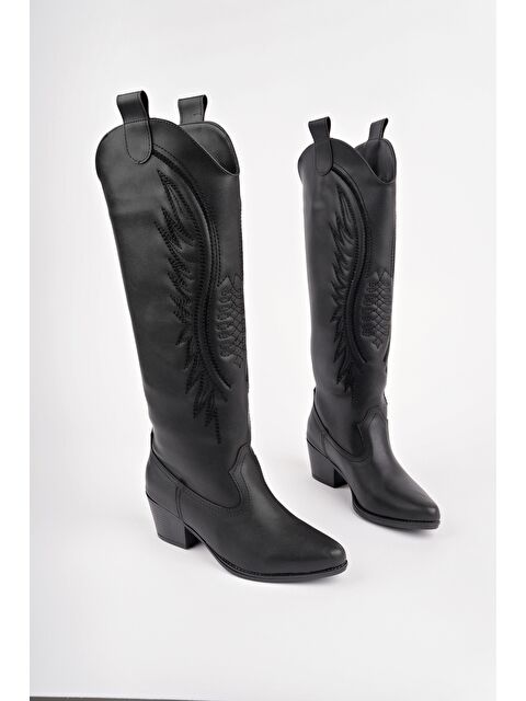 Muggo RODEO Dikiş Detaylı Kalın Topuklu Kovboy Kadın Çizme - S000446725-2530