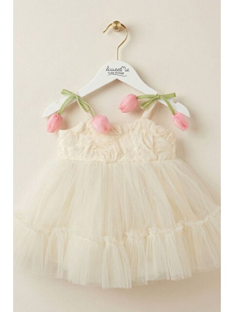 Cantoy Kız Bebek Lale Figürlü Premium Tül Elbise