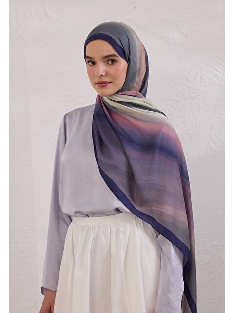 Fresh Scarfs Color Brush Desen Rami Şal Mor - S000420266-20042