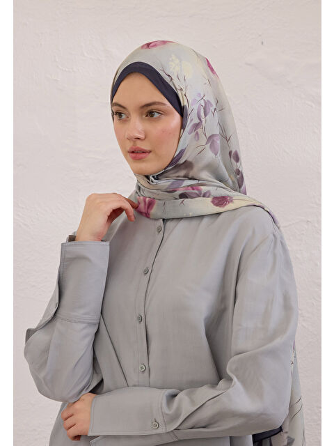 Fresh Scarfs Sweet Wıllıam Desen Rami Şal Soft Mavi - S000420263-17234