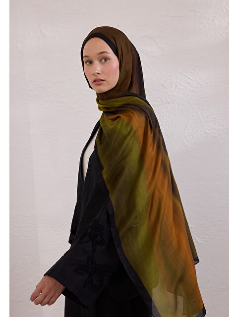 Fresh Scarfs Color Brush Desen Rami Şal Haki - S000420266-18547