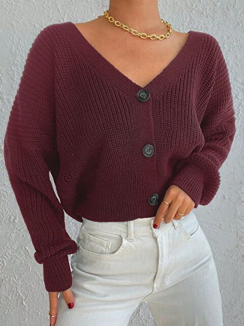 Jane's Kadın Uzun Kollu üç Düğmeli Triko Hırka