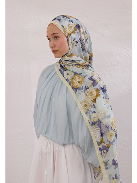 Fresh Scarfs Magnolıa Desen Rami Şal Soft Sarı - S000420265-20072