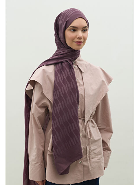 Fresh Scarfs NARA PAMUK FLOŞ JAKARLI ŞAL MÜRDÜM - S000483723-20036