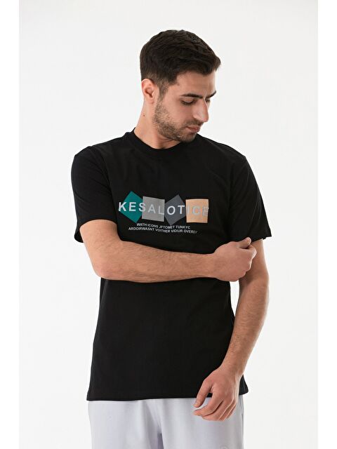 Fullamoda Baskılı Bisiklet Yaka %100 Pamuk Tişört - S000380683-19351