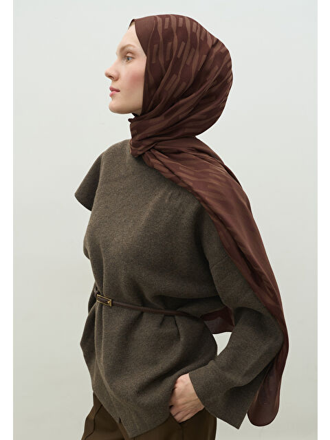 Fresh Scarfs NARA PAMUK FLOŞ JAKARLI ŞAL AĞAÇ KABUĞU - S000483723-1358