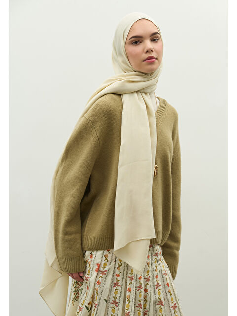 Fresh Scarfs NARA PAMUK FLOŞ JAKARLI ŞAL BEJ - S000483723-19928