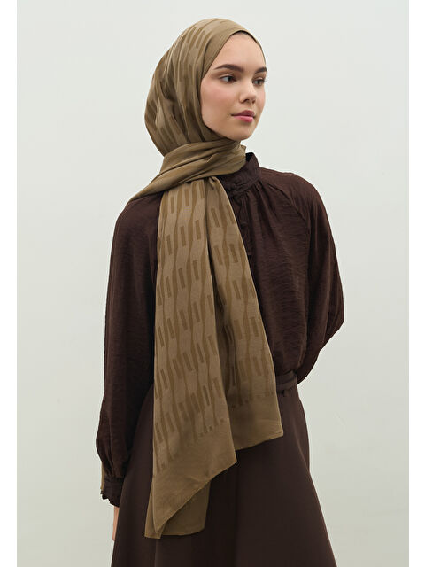 Fresh Scarfs NARA PAMUK FLOŞ JAKARLI ŞAL TOPRAK - S000483723-14742