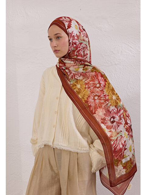 Fresh Scarfs Jasmıne Joy Desen Rami Şal Kiremit - S000420271-18657