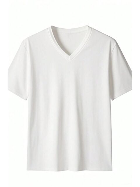 Tarz Cool Erkek %100 Pamuk V Yaka Slim Fit Dar Kesim Tişört