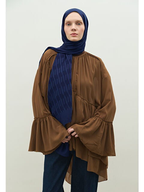 Fresh Scarfs NARA PAMUK FLOŞ JAKARLI ŞAL GECE MAVİSİ - S000483723-19393