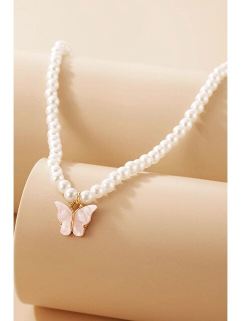 New Obsessions Kelebek Uçlu Cam İnci Kolye - S000216616-20024
