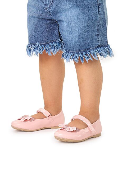 Kiko Kids Taşlı Cırtlı Kız Çocuk Fiyonklu Babet Ayakkabı Ege 204 Rugan - S000017791-23490