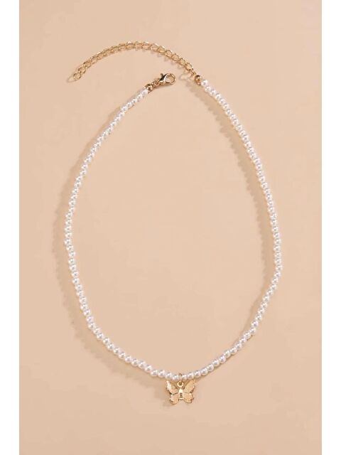 New Obsessions Kelebek Uçlu Cam İnci Kolye - S000216616-20076