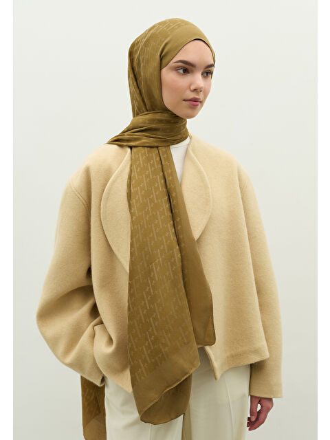 Fresh Scarfs MONOGRAM PAMUK FLOŞ JAKARLI ŞAL SAHRA - S000483724-9647