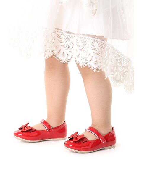 Kiko Kids Taşlı Cırtlı Kız Çocuk Fiyonklu Babet Ayakkabı Ege 204 Rugan - S000017791-20045