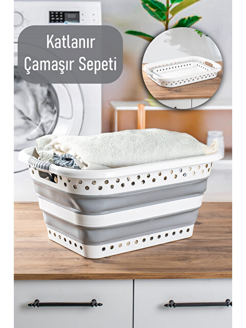 Porsima 565 Katlanabilir Çamaşır Sepeti Akordiyon Katlanır Sepet Mega Boy Katlanır Çamaşır Sepeti 41LT - S000342657-37501