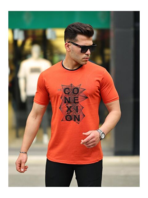 Comstar Erkek Slim Fit Nakış Desenli T-Shirt