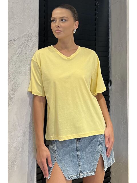 Gülseli V Yaka Basıc Tişört - S000425500-20072