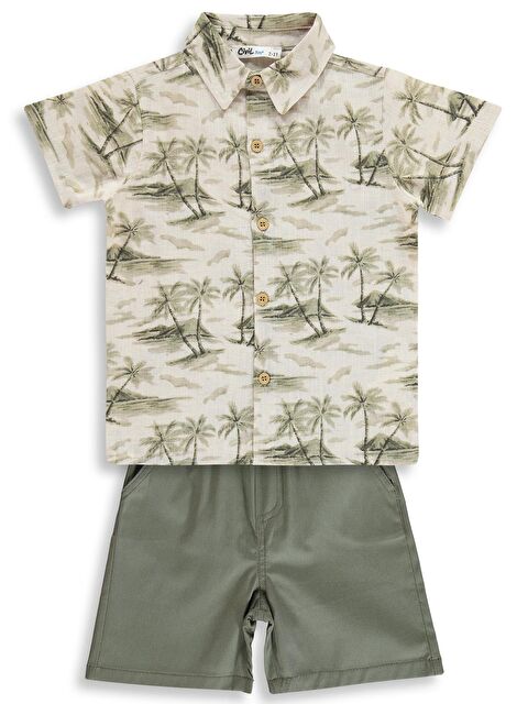 Civil Boys Palmiye Desenli 2-5 Yaş Takım - Haki