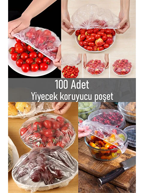 Porsima 100 Adet Tek Kullanımlık Gıda Koruyucu Lastikli Tazeliği Koruyan Tencere Tabak Gıda Koruyucu - S000342658-26865