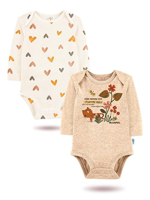 Mahfel 2'Li Baskılı Uzun Kollu Unisex Bebek Çıtçıtlı Body - S000167736-19928