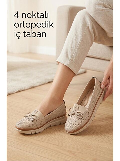 Oksit Wnt 107 Kadın Lazer Kesim 4 Noktalı Ortopedik  Günlük Loafer Anne Ayakkabı