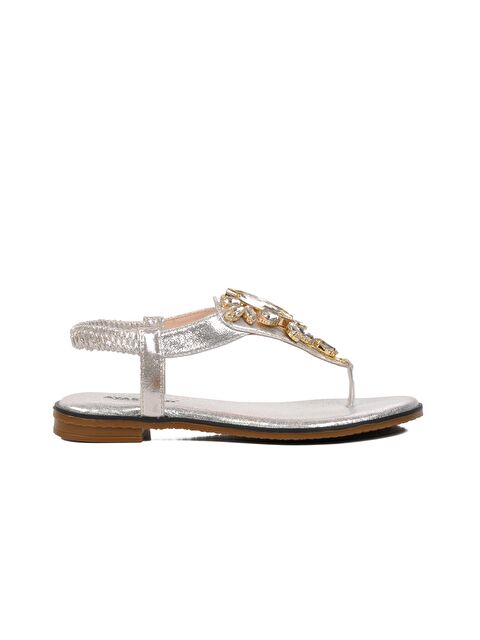 Ayakmod Gümüş İnce Taban Taşlı Kadın Sandalet 286079 - S000148790-18105