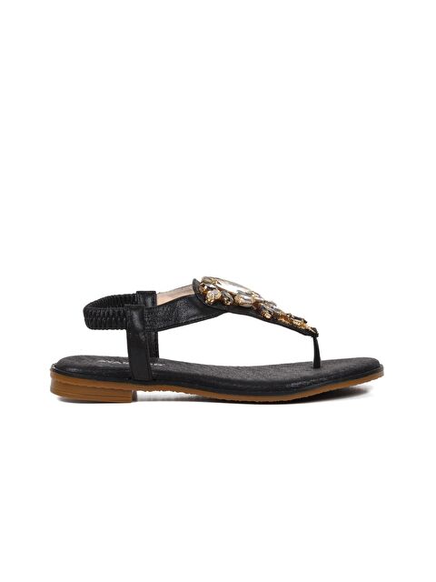 Ayakmod Siyah İnce Taban Taşlı Kadın Sandalet 286079 - S000148790-19351