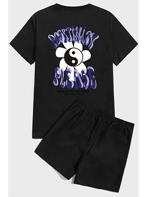 uyguntarz Positivity Baskı Şort %100 Pamuk Takım - S000261206-19351