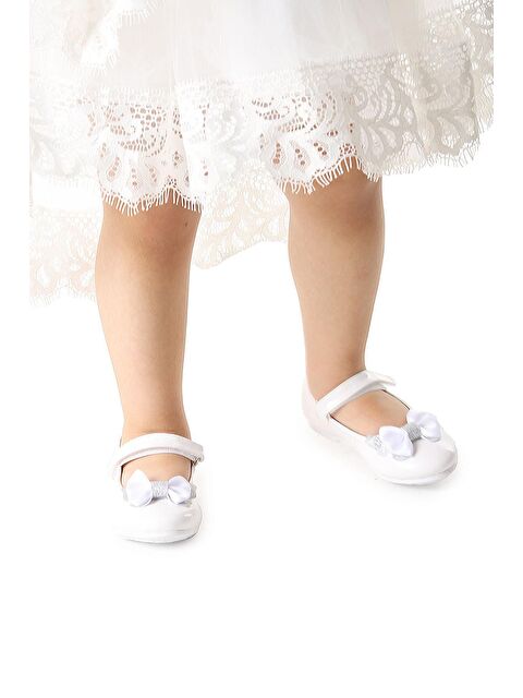 Kiko Kids Taşlı Cırtlı Kız Çocuk Fiyonklu Babet Ayakkabı Ege 204 Rugan - S000017791-20063