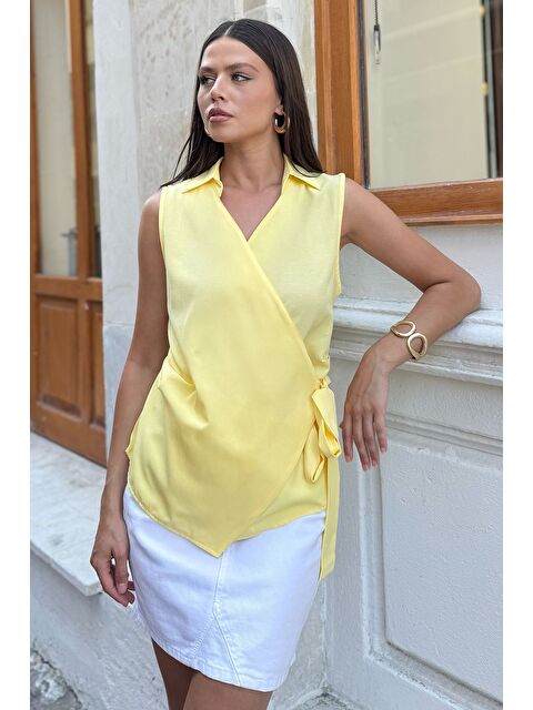 Gülseli Kadın Kruvaze Yaka Yan Bağlama Detaylı Bluz - S000425505-20072