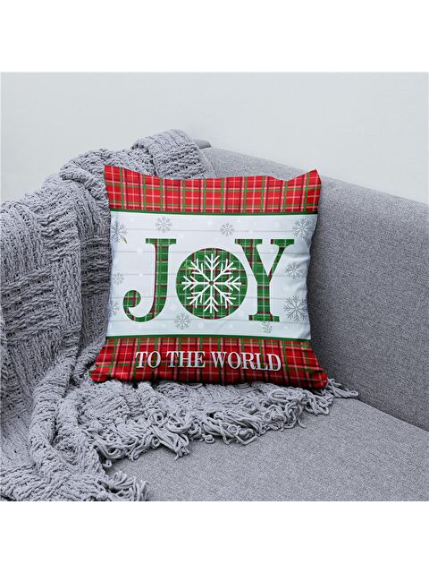 Evmila Yılbaşı Temalı Joy Desenli Kadife Kırlent Kılıfı 43x43 cm - S000285300-23173