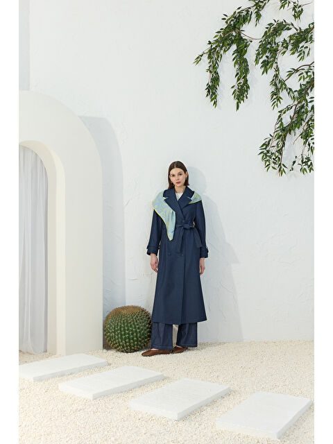 AKER Lacivert Denim Trençkot