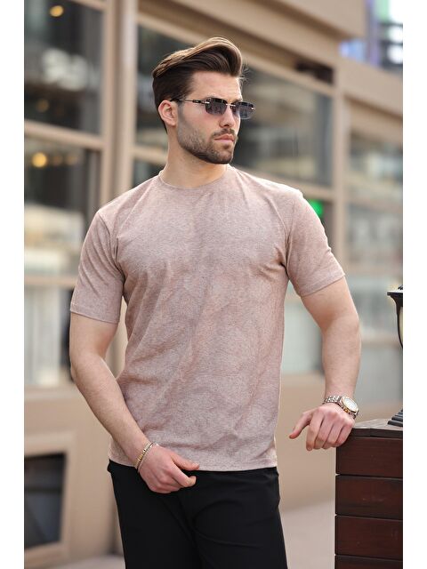 Madmext Kahverengi Basic Erkek T-Shirt E7131 - S000423949-19413