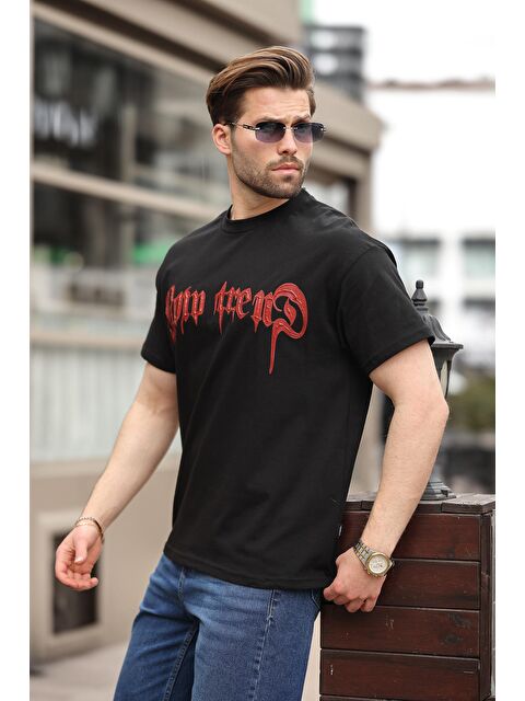 Madmext Siyah Baskılı %100 Pamuk Erkek T-Shirt E7141 - S000423954-19351