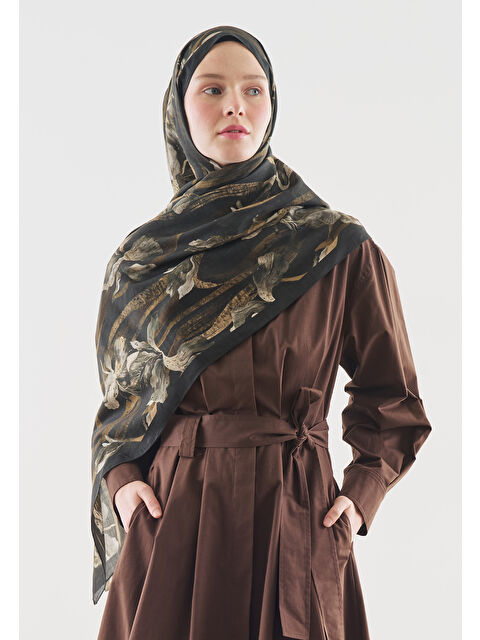 Fresh Scarfs ZELINDA DESENLİ PAMUK VİSKON ŞAL ÇİKOLATA KAHVE - S000514150-20637