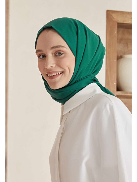 Fresh Scarfs İnce Pamuk Vual Şal Orman Yeşili - S000420394-20662