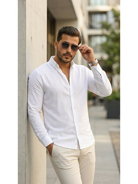 Jane's Erkek Uzun Kollu Rahat Keten Gömlek - S000528948-20063